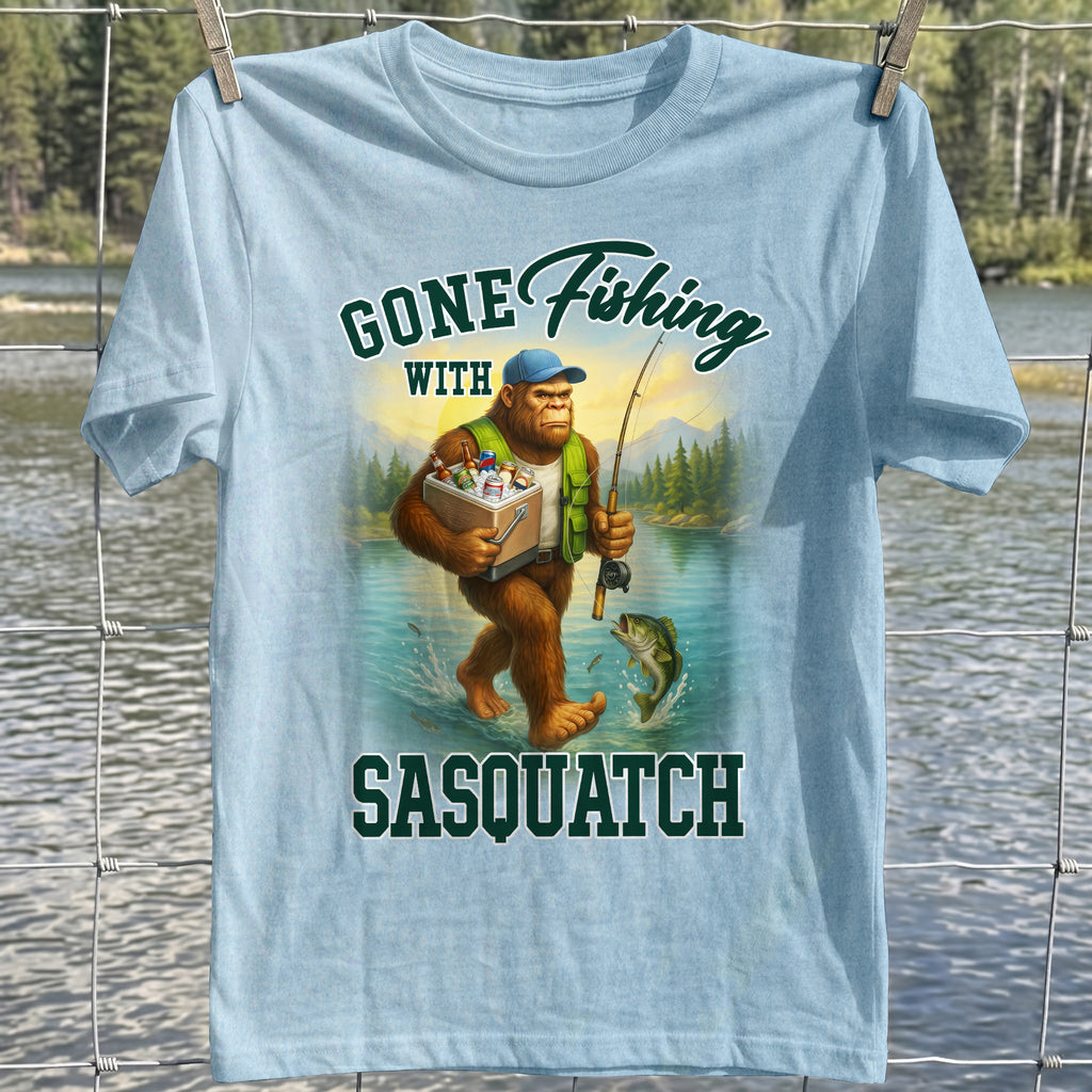 Sasquatch Gone Fishing T-Shirt