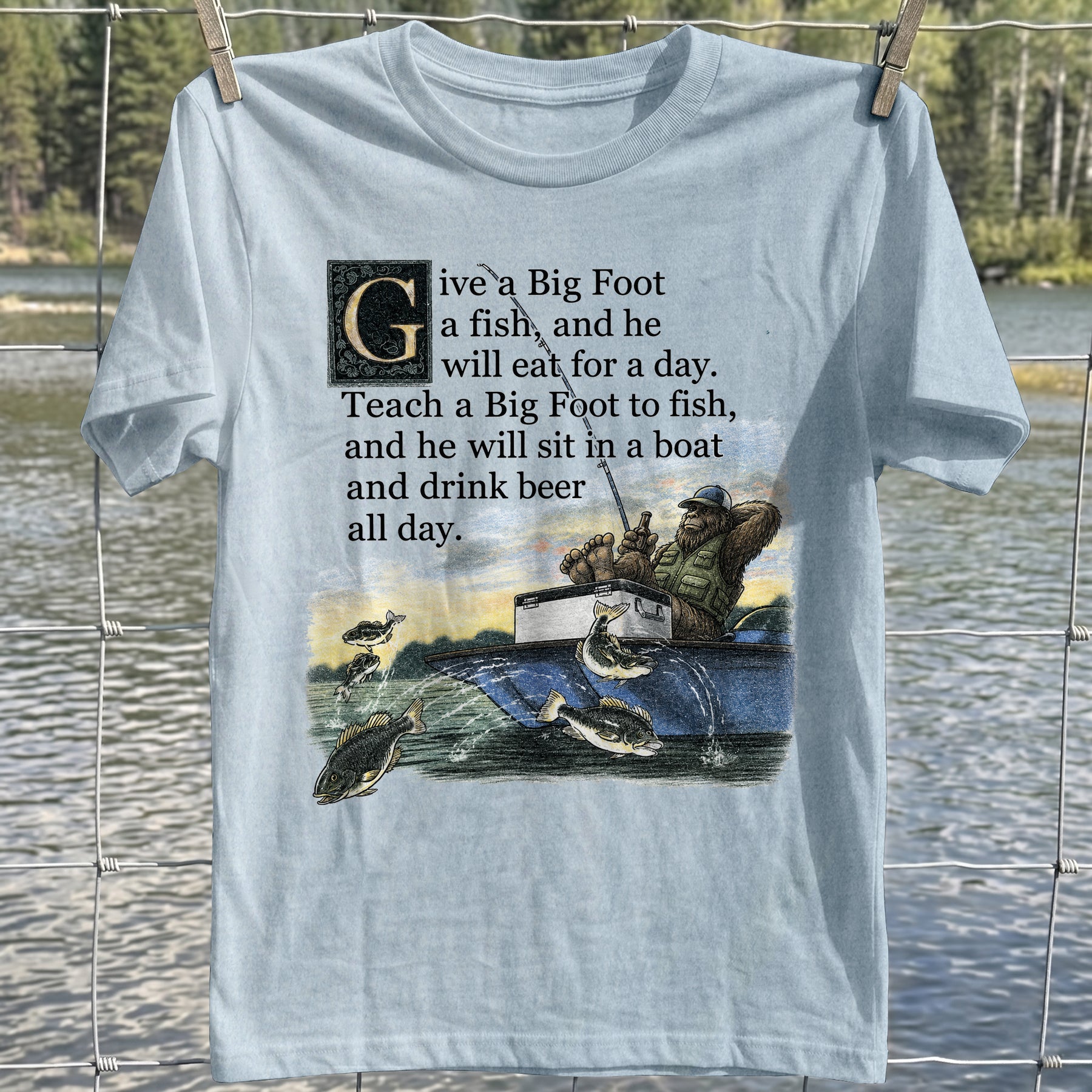 Bigfoot Fishing Lesson T-Shirt