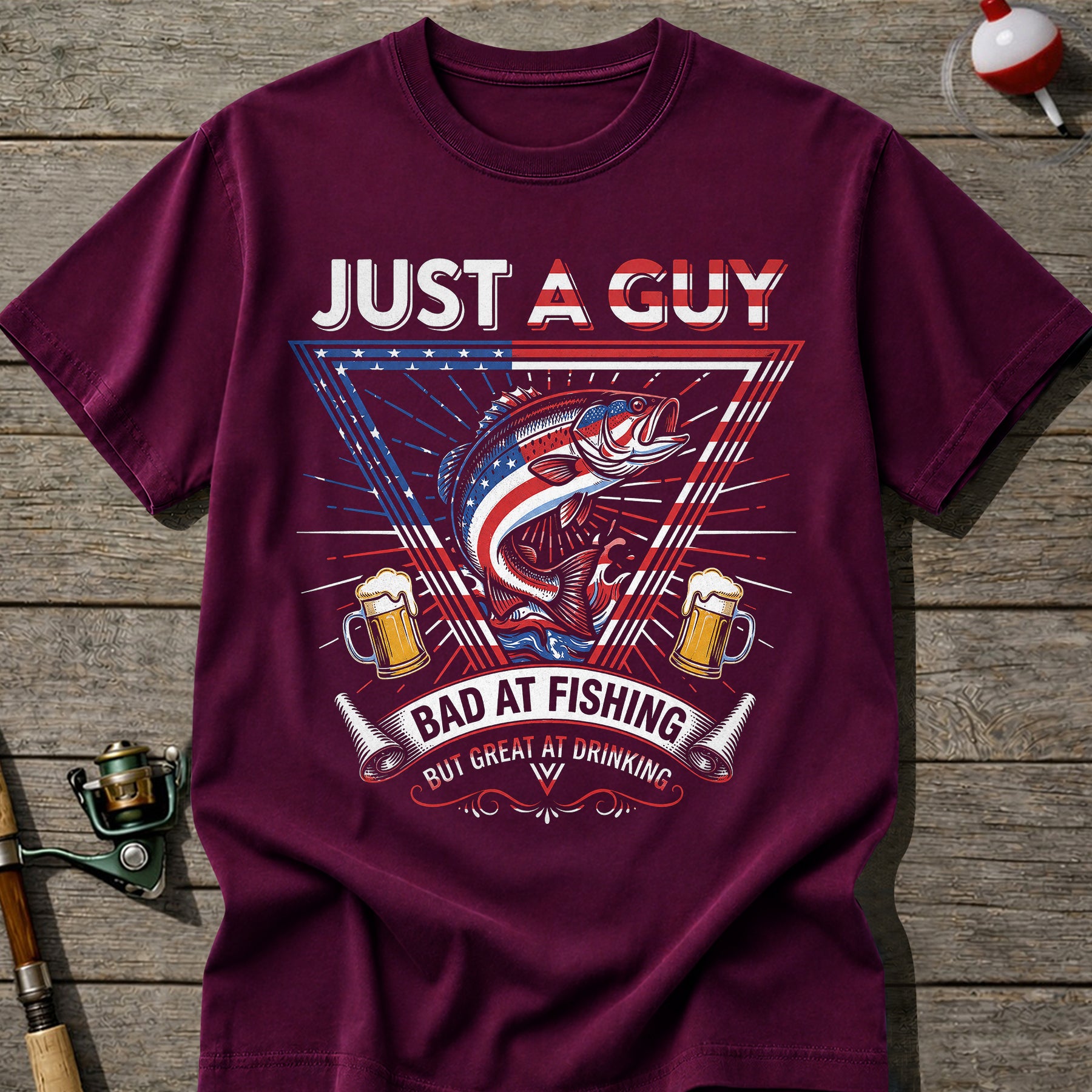 Bad At Fishing Great At Drinking USA T-Shirt