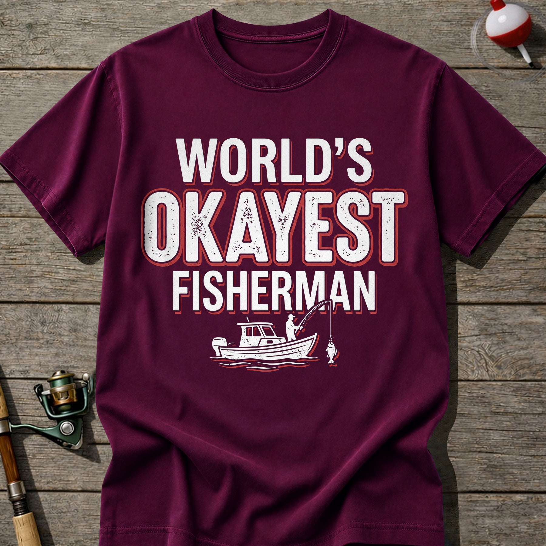 World’S Okayest Fisherman Fishing Boat T-Shirt