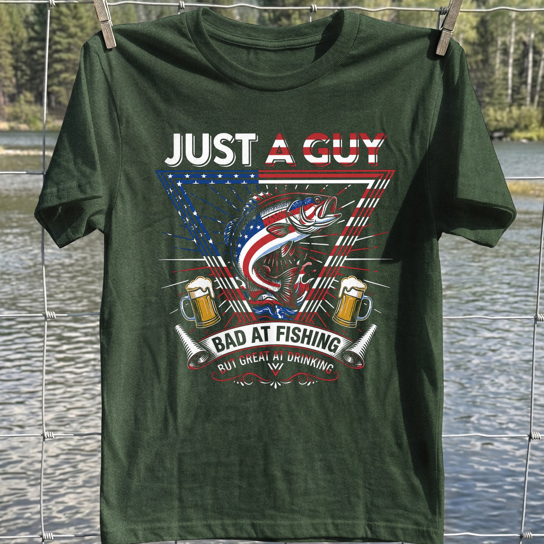 Bad At Fishing Great At Drinking USA T-Shirt