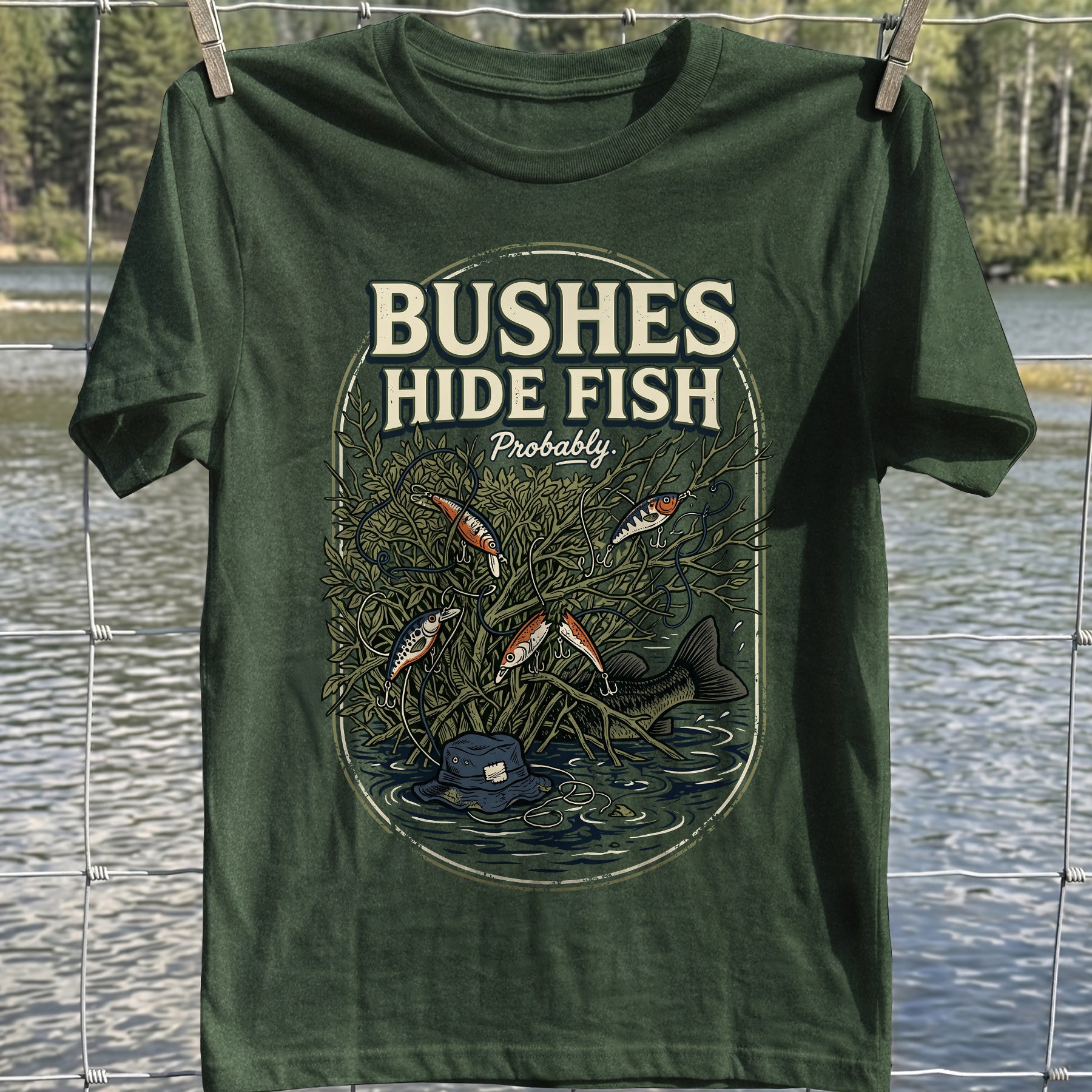 Bushes Hide Fish T-shirt