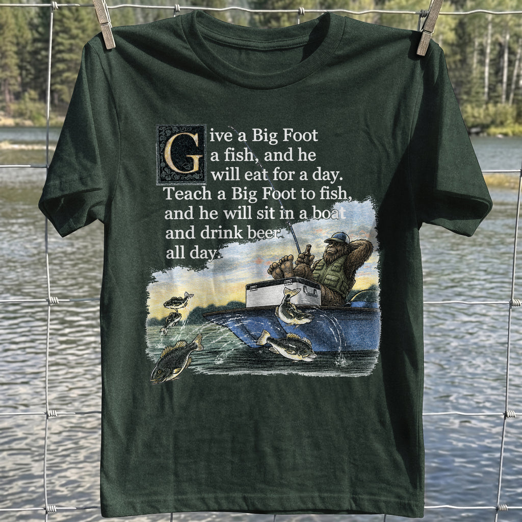Bigfoot Fishing Lesson T-Shirt