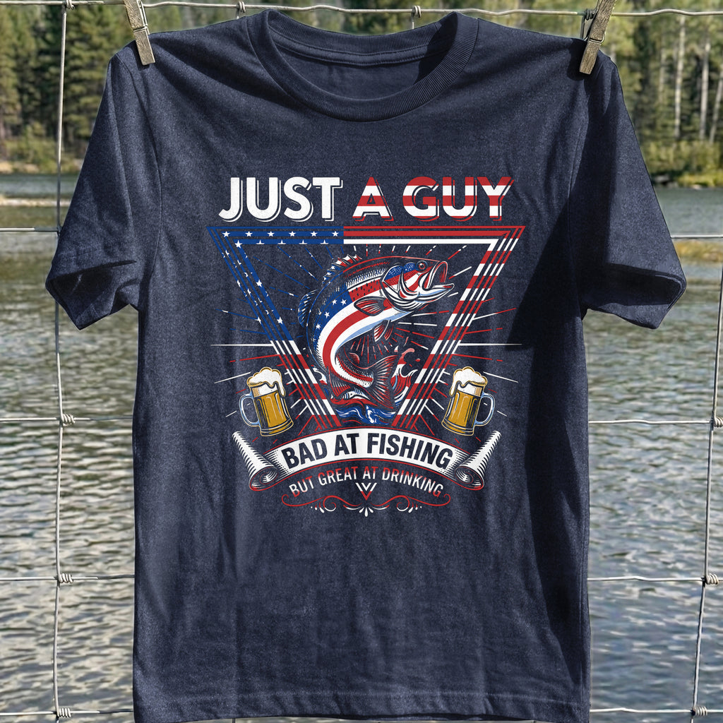 Bad At Fishing Great At Drinking USA T-Shirt