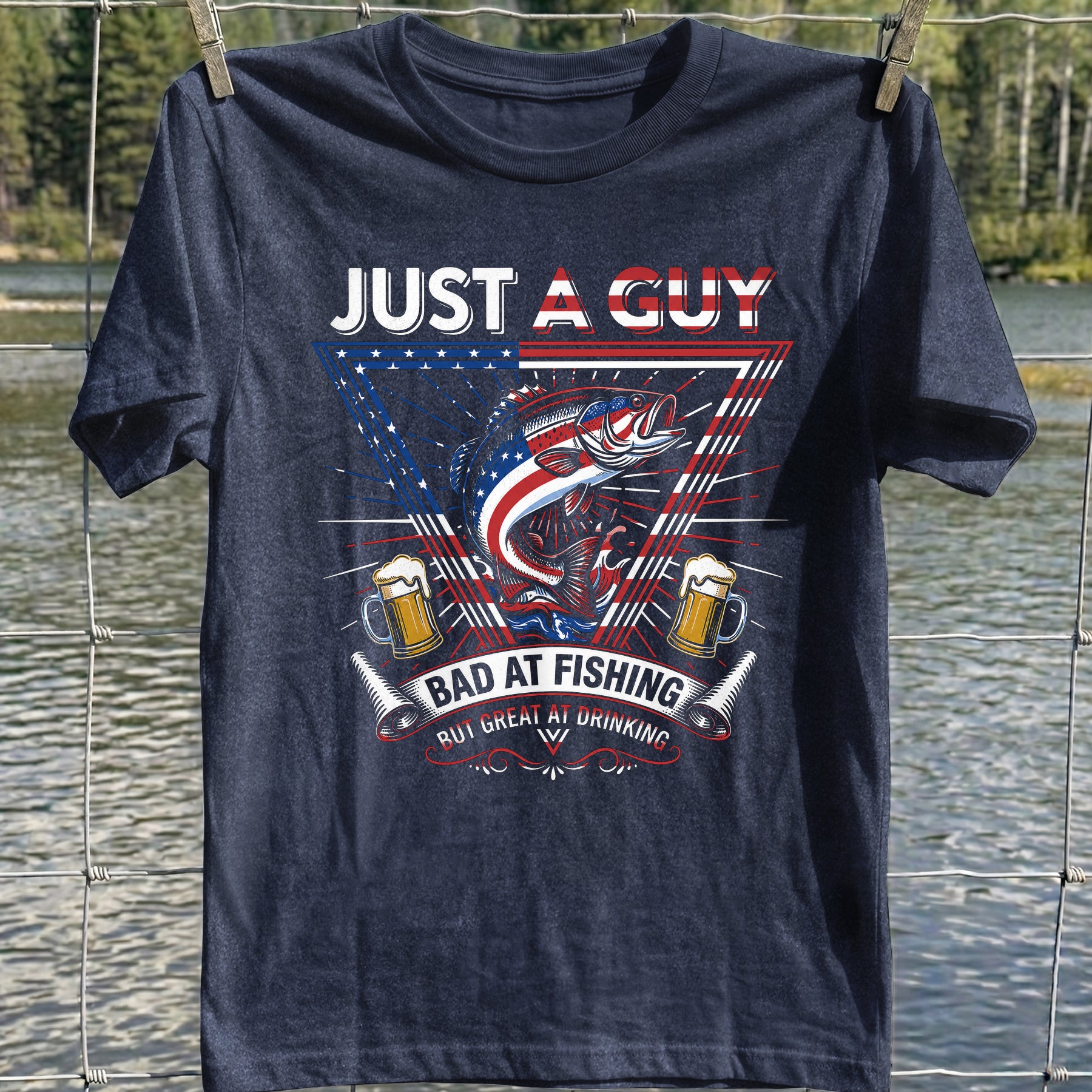 Bad At Fishing Great At Drinking USA T-Shirt