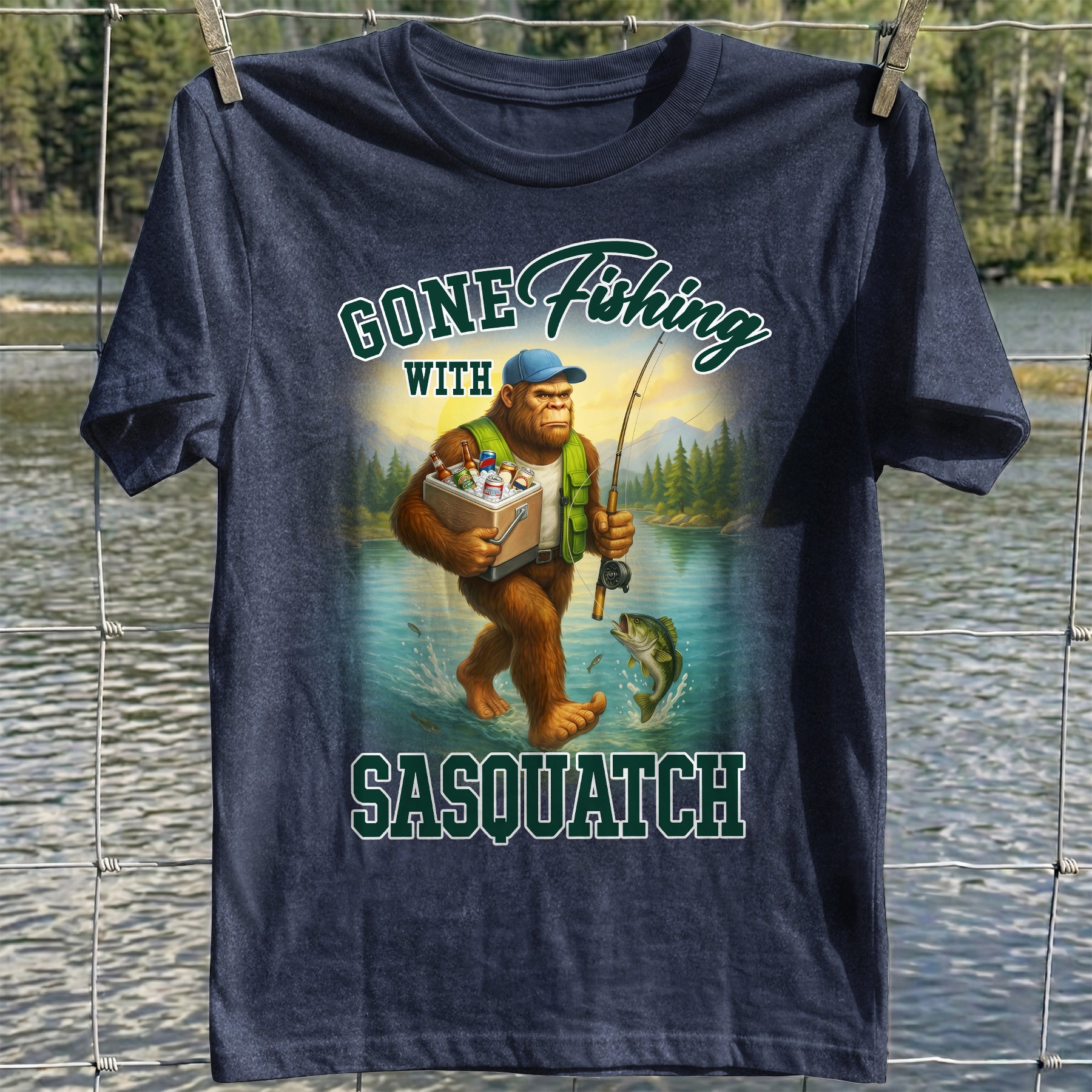 Sasquatch Gone Fishing T-Shirt