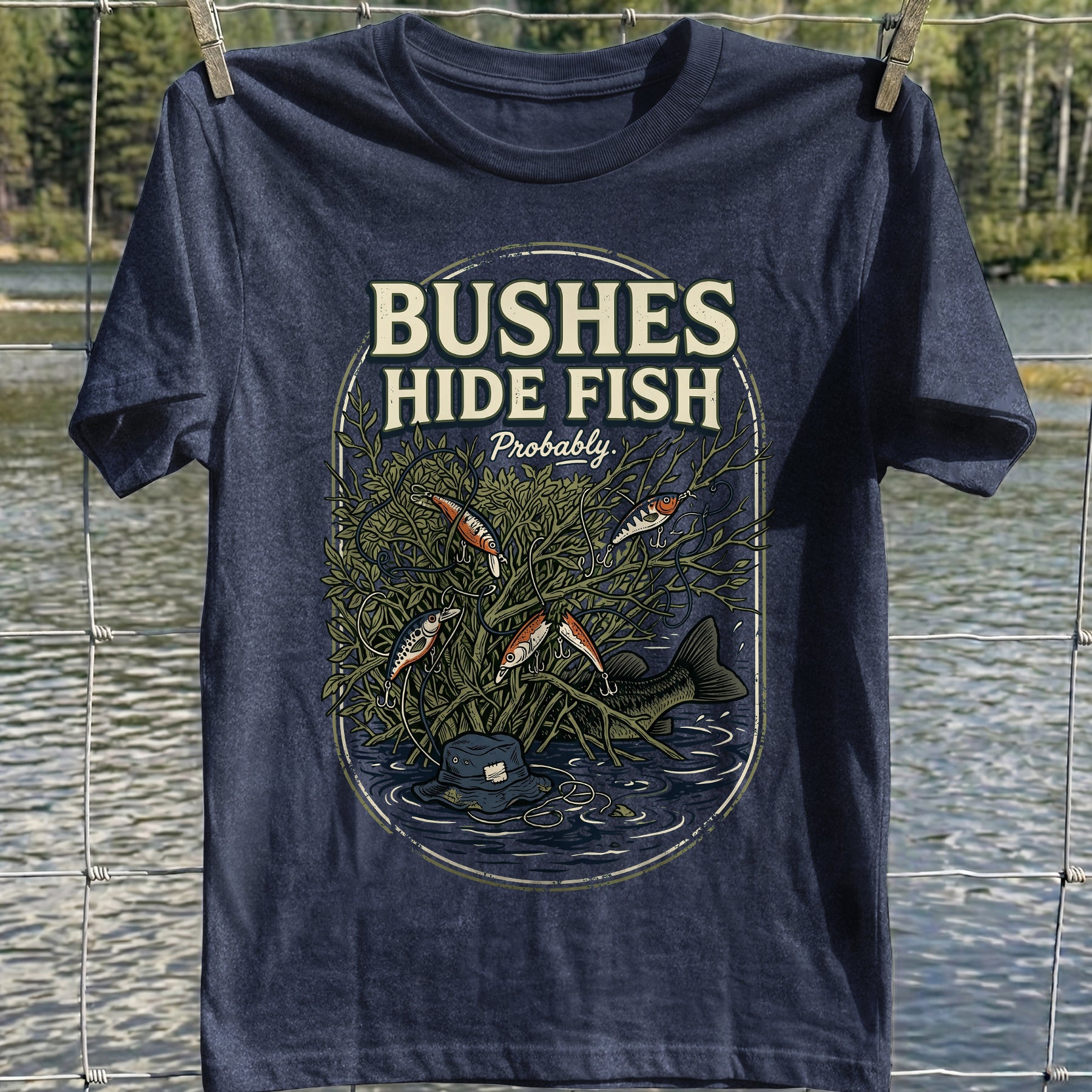 Bushes Hide Fish T-shirt
