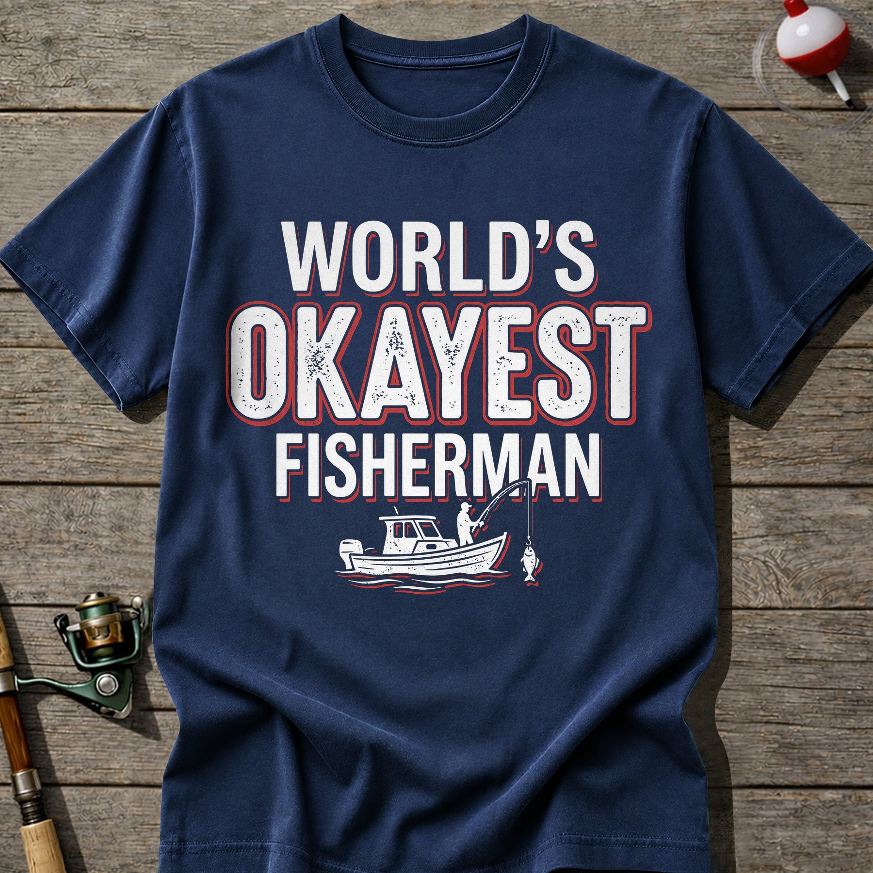 World’S Okayest Fisherman Fishing Boat T-Shirt