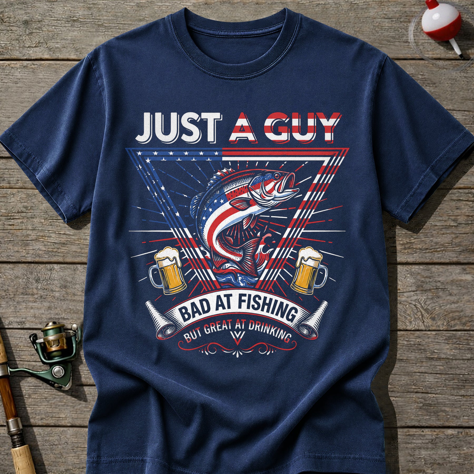 Bad At Fishing Great At Drinking USA T-Shirt