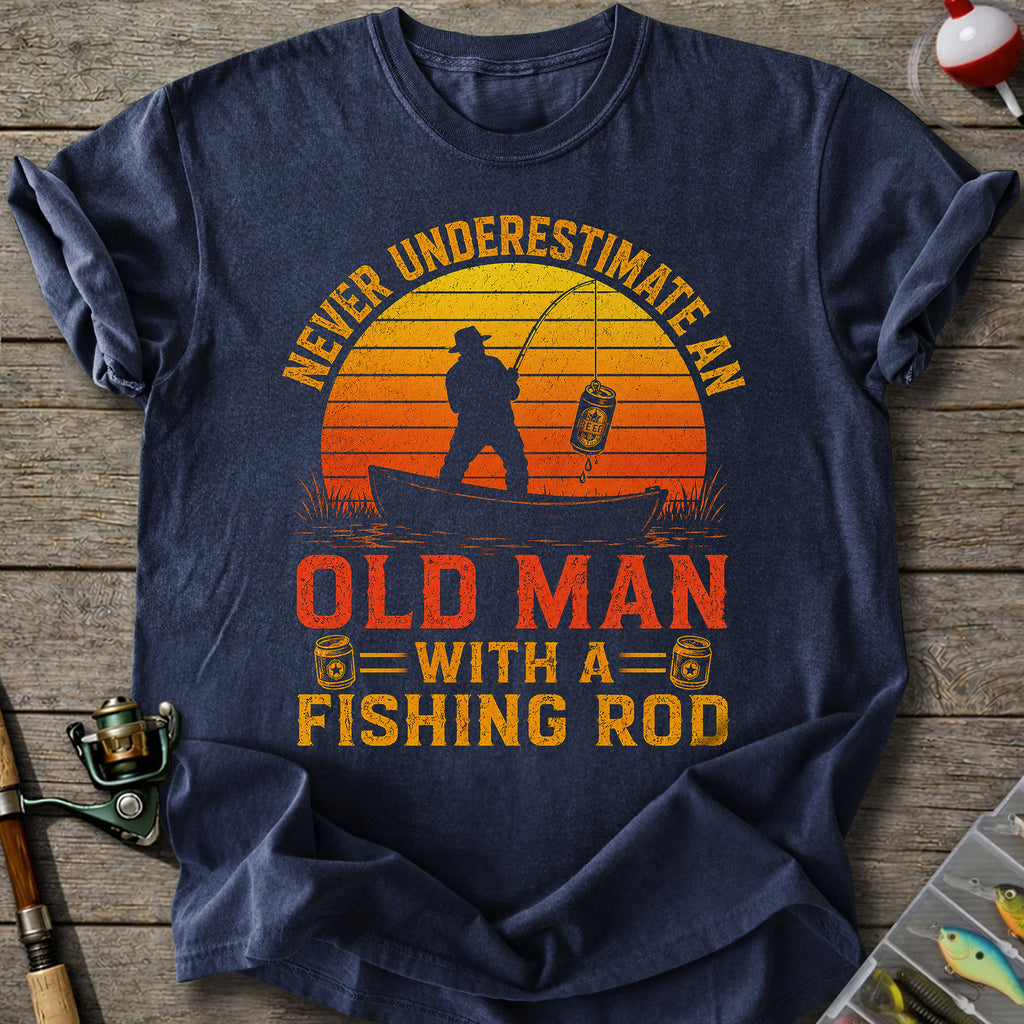 Old Man With Fishing Rod T-Shirt