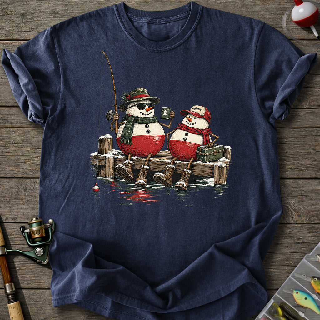 Snowman Fishing Buddies T-Shirt