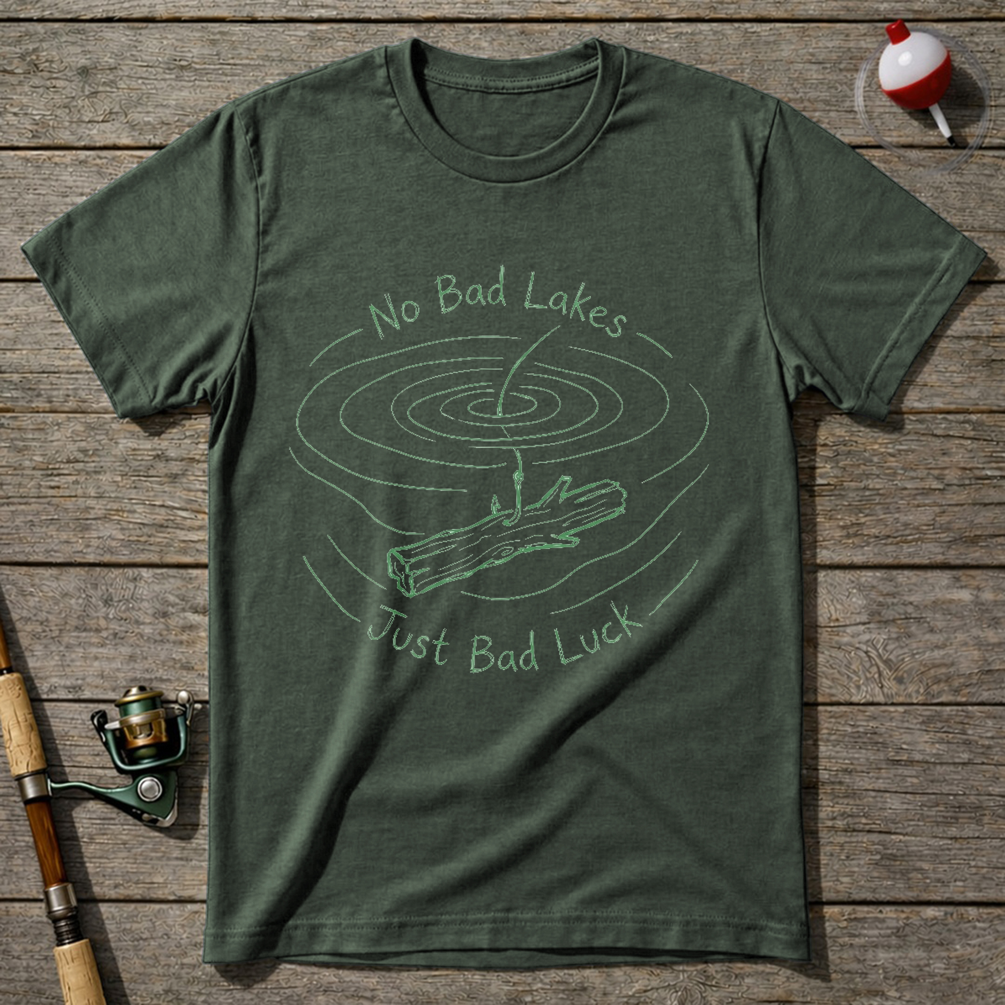 No Bad Lakes T-Shirt — Military Green