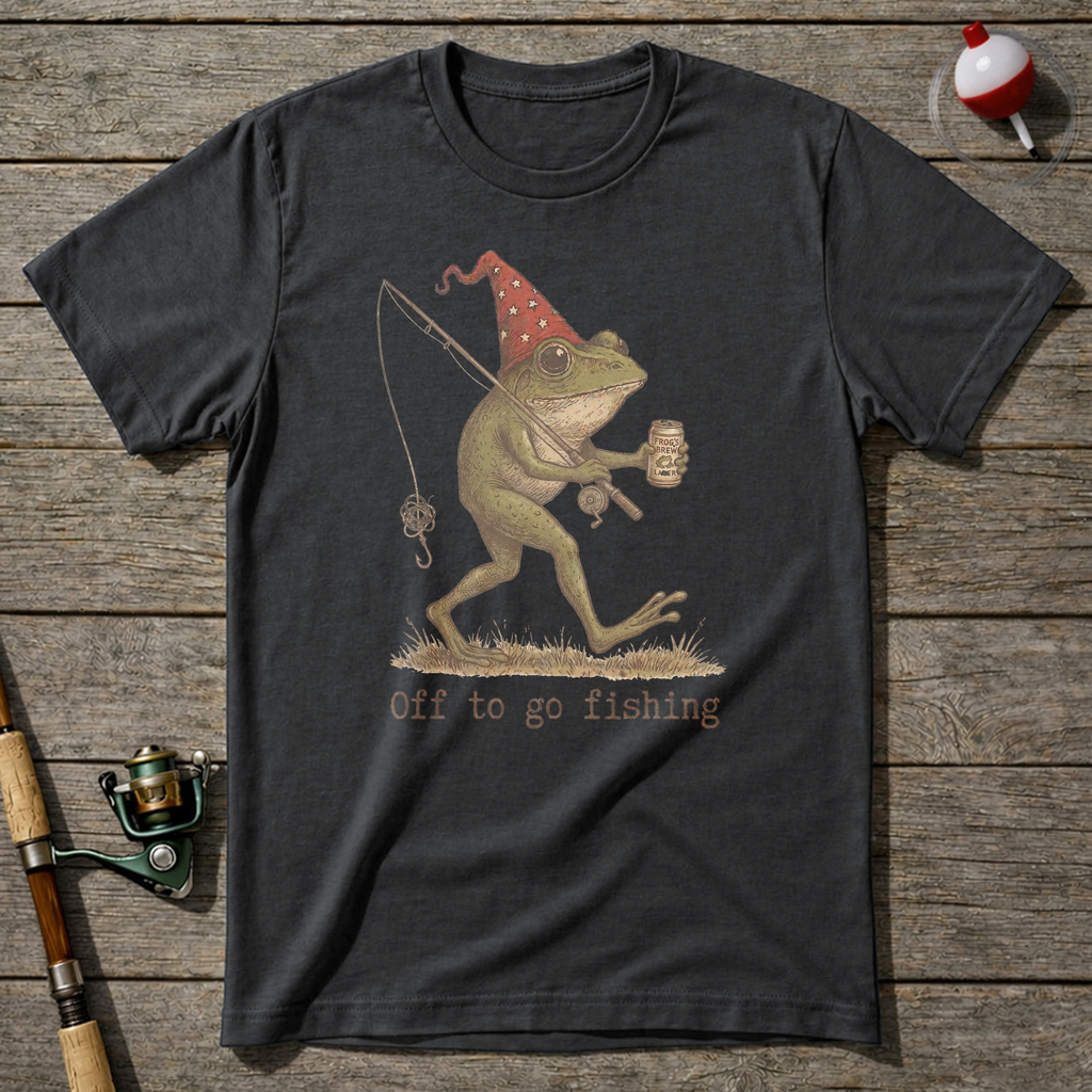 Off To Fish T-Shirt — Charcoal