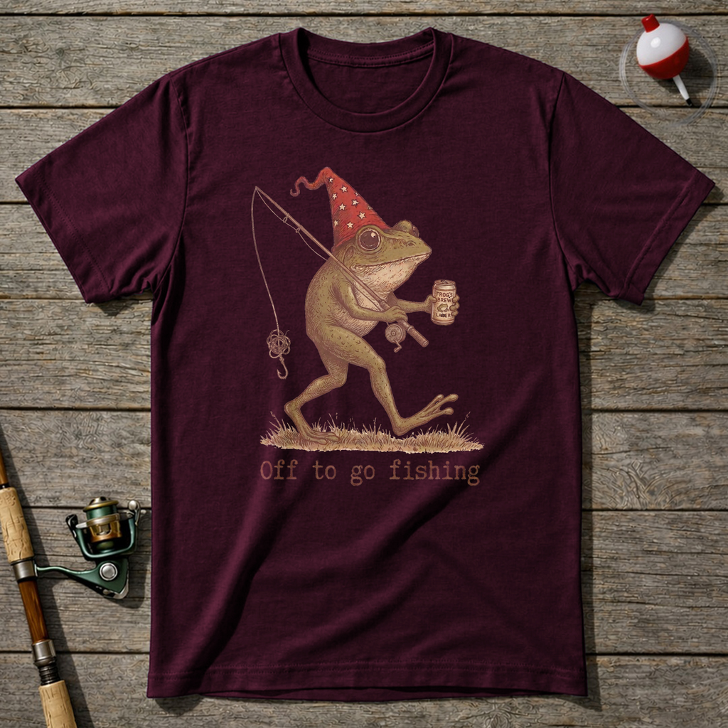 Off To Fish T-Shirt — Maroon