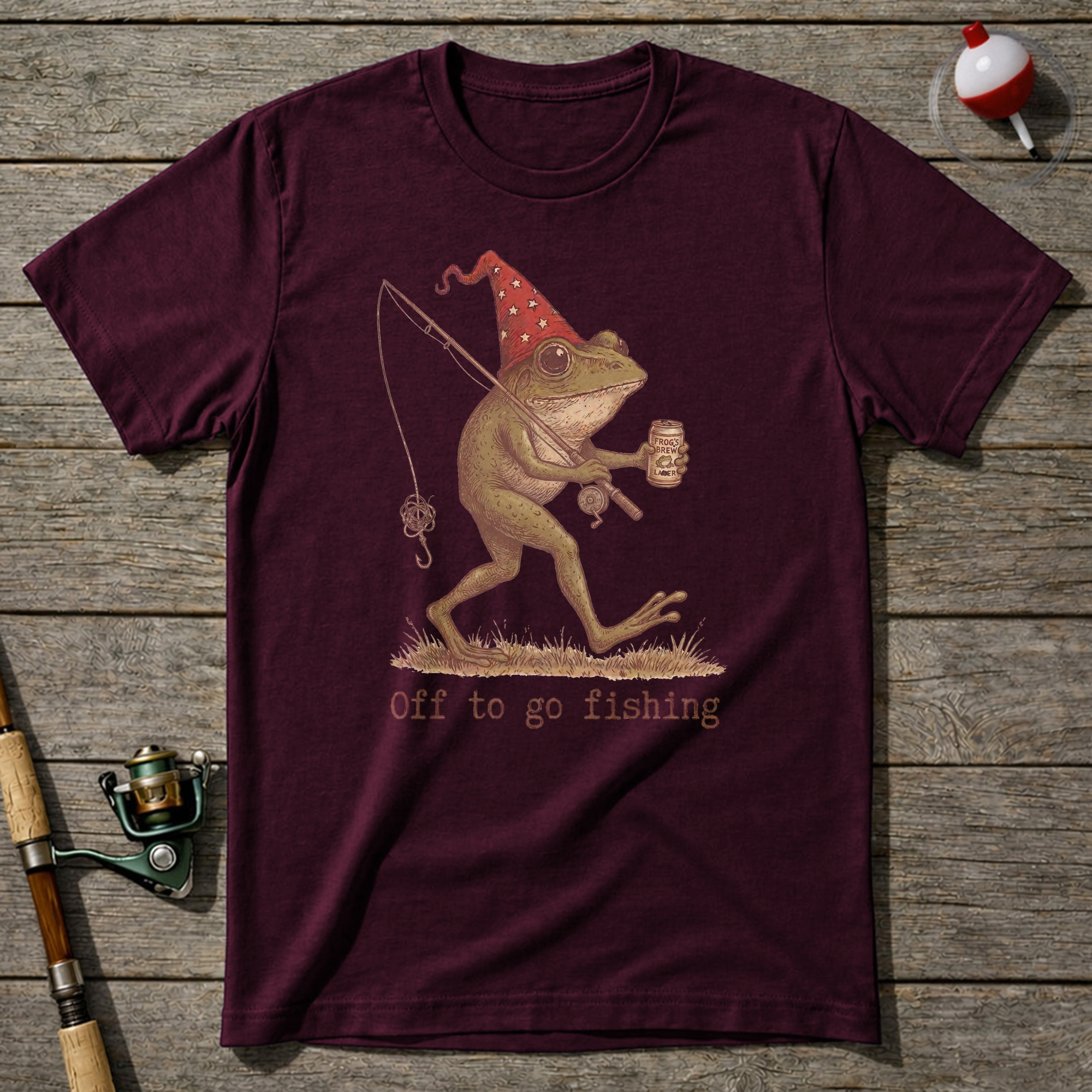 Off To Fish T-Shirt — Maroon