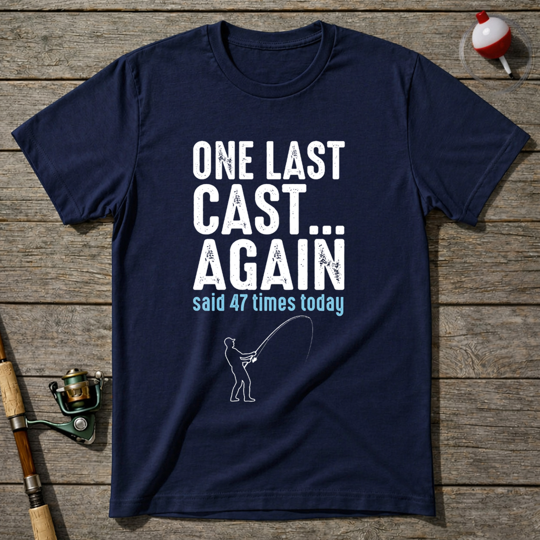 One Last Cast Again T-Shirt — Navy