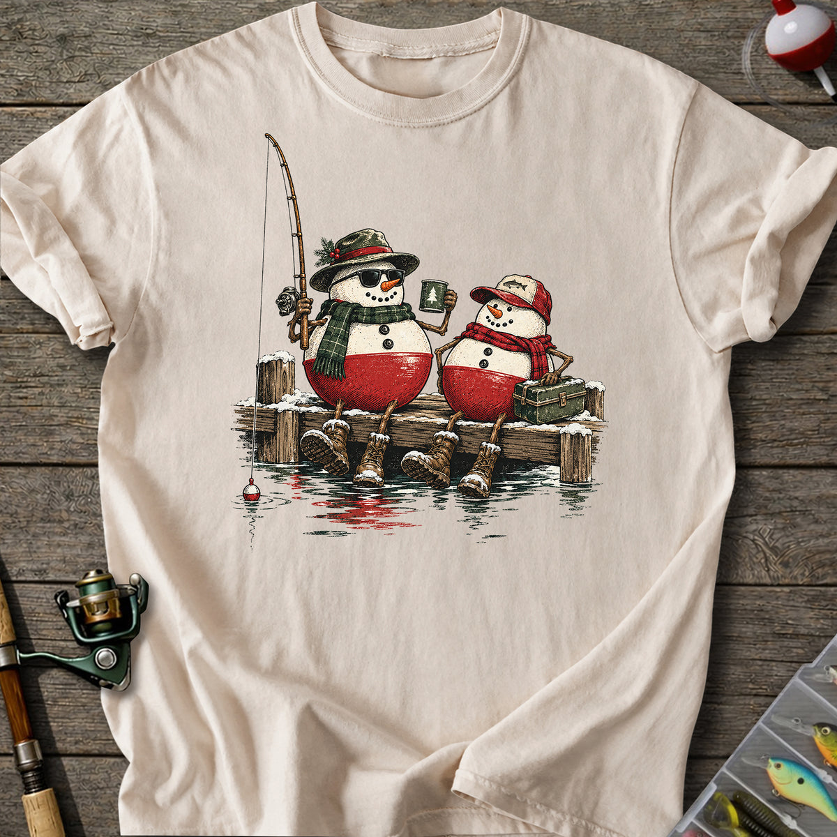 Snowman Fishing Buddies T-Shirt