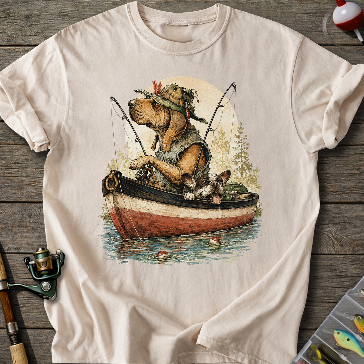 Fishing Dogs Boat T-Shirt