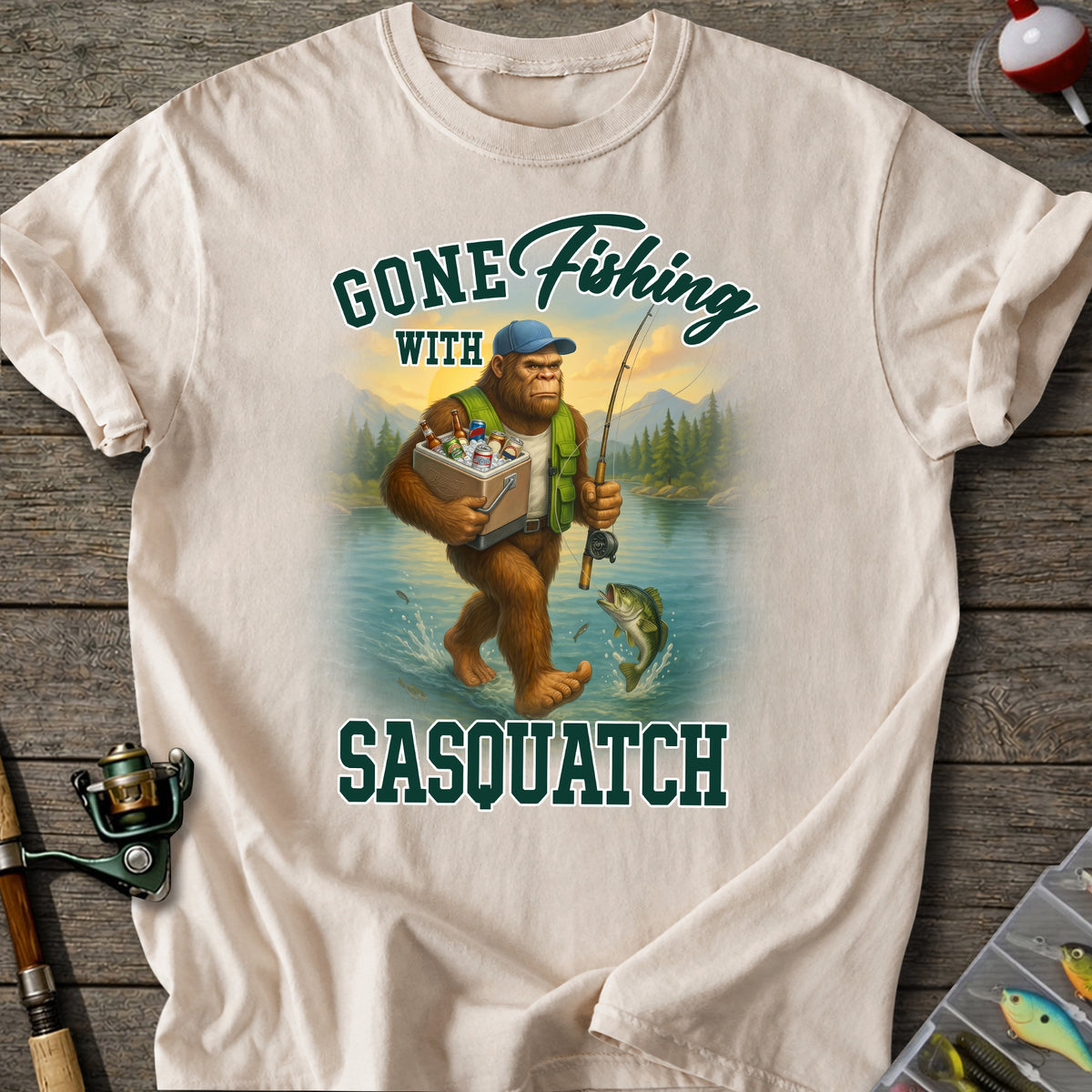 Sasquatch Gone Fishing T-Shirt