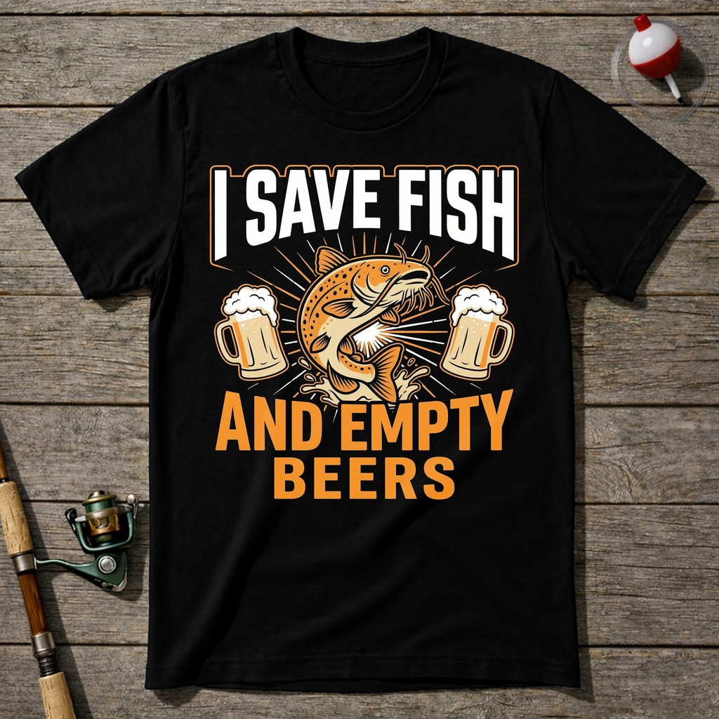Save Fish And Empty Beers T-Shirt — Maroon