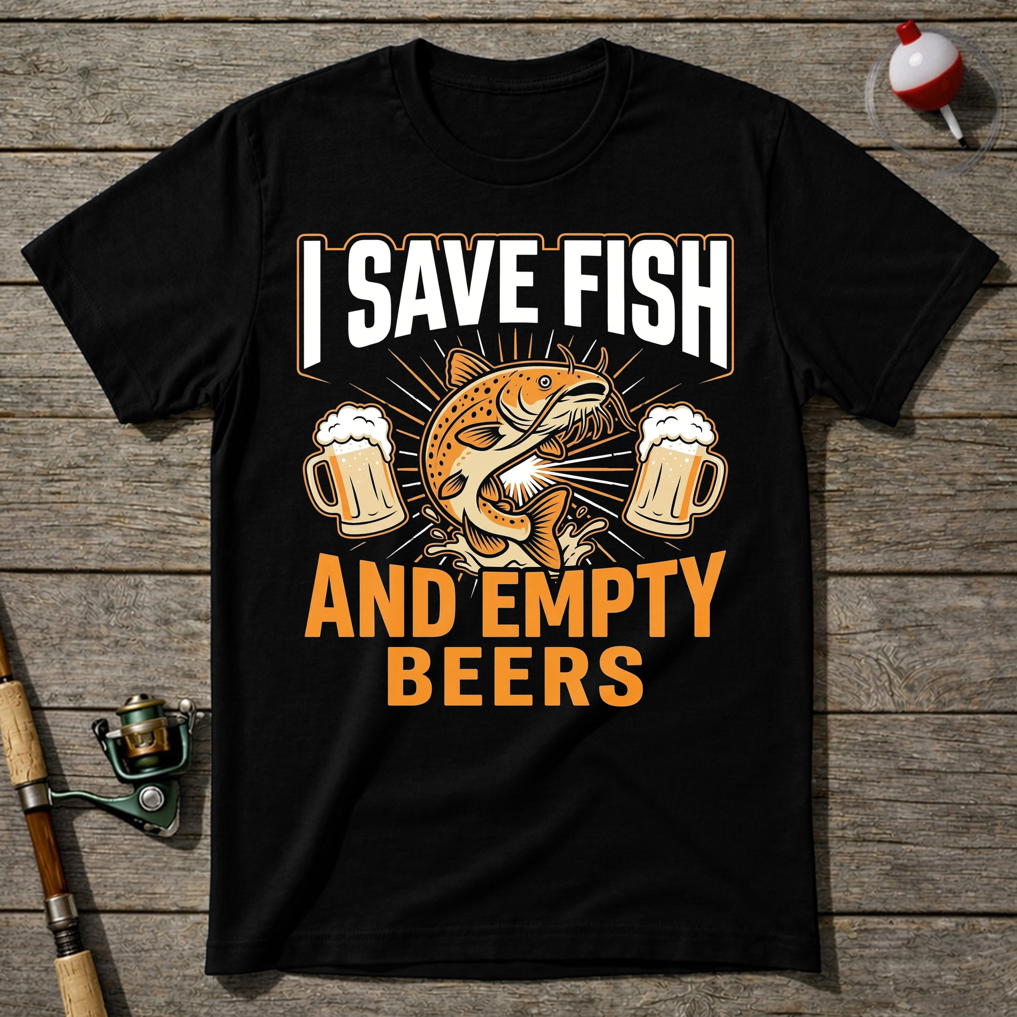 Save Fish And Empty Beers T-Shirt — Maroon