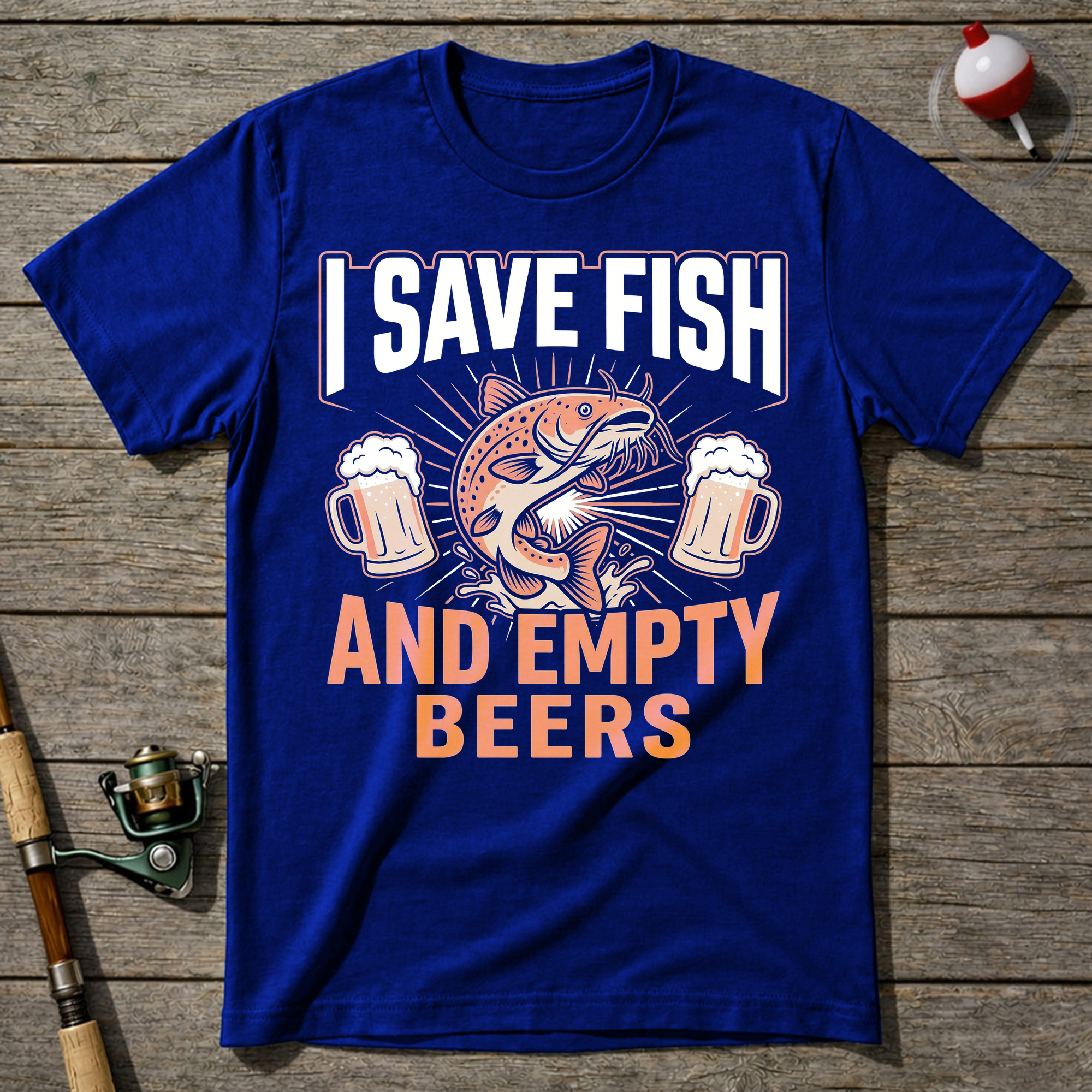 Save Fish And Empty Beers T-Shirt — Royal Blue