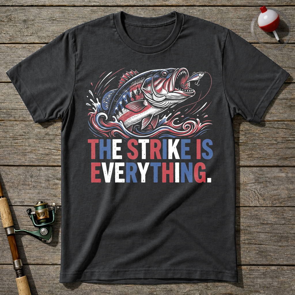 Strike Is Everything Fishing T-Shirt — Charcoal