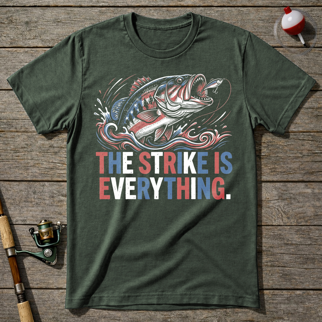 Strike Is Everything Fishing T-Shirt — Military Green