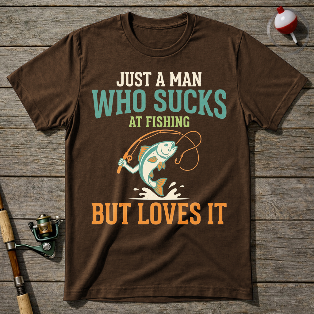 Sucks At Fishing But Loves It T-Shirt