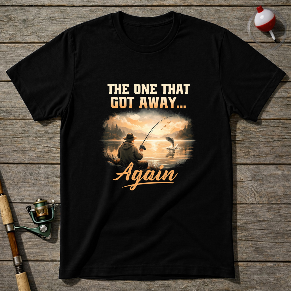 The One That Got Away Again Fishing T-Shirt — Black