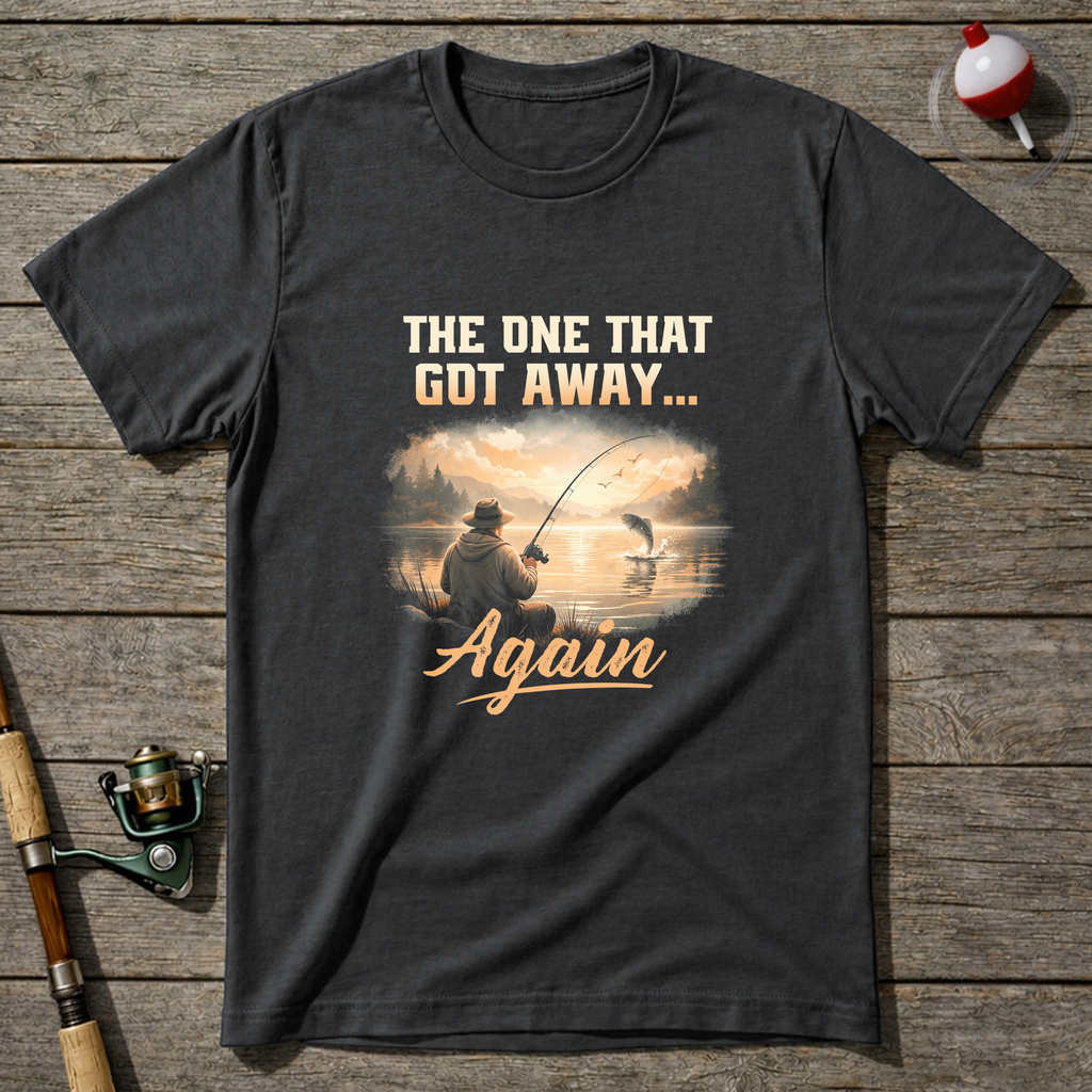 The One That Got Away Again Fishing T-Shirt — Charcoal