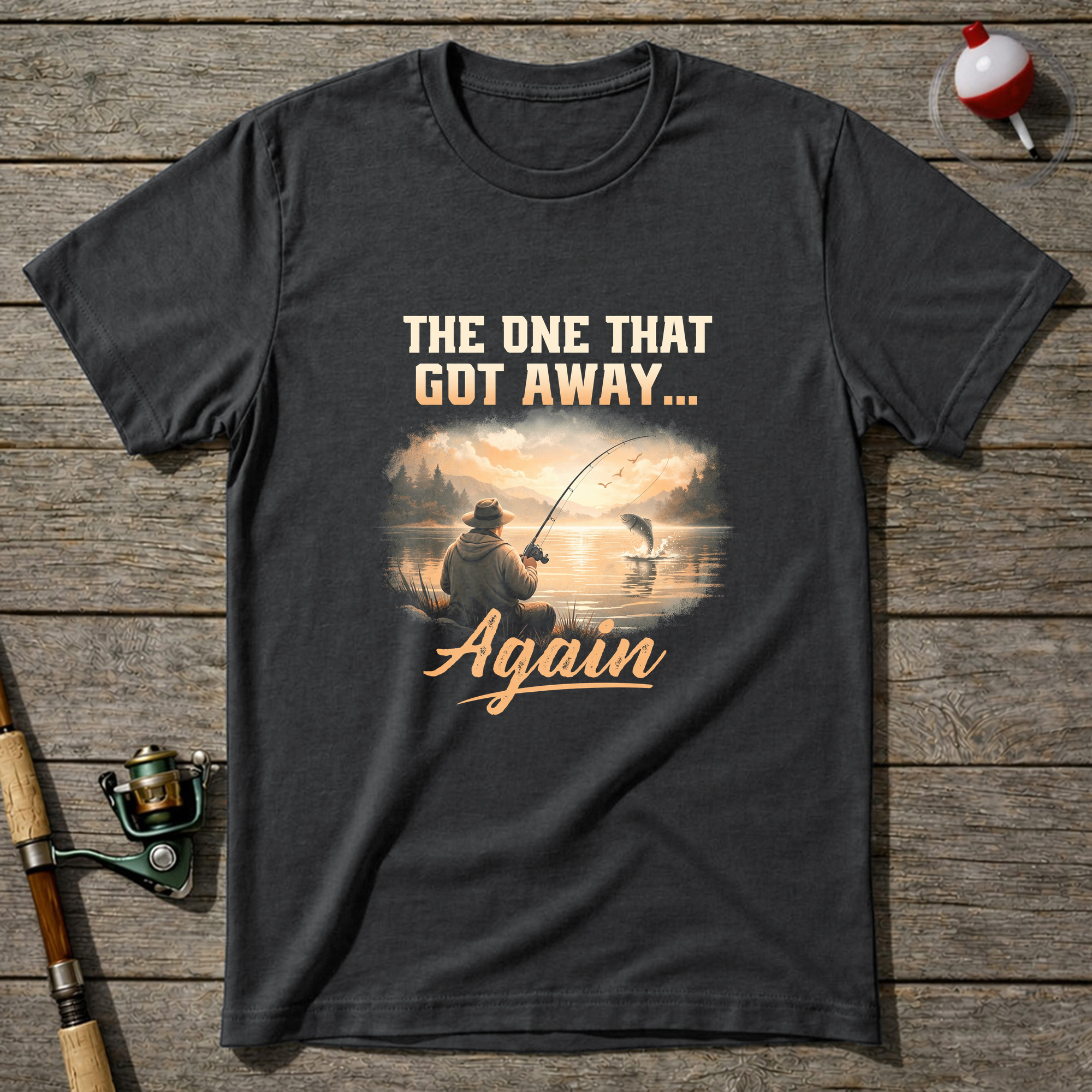 The One That Got Away Again Fishing T-Shirt — Charcoal