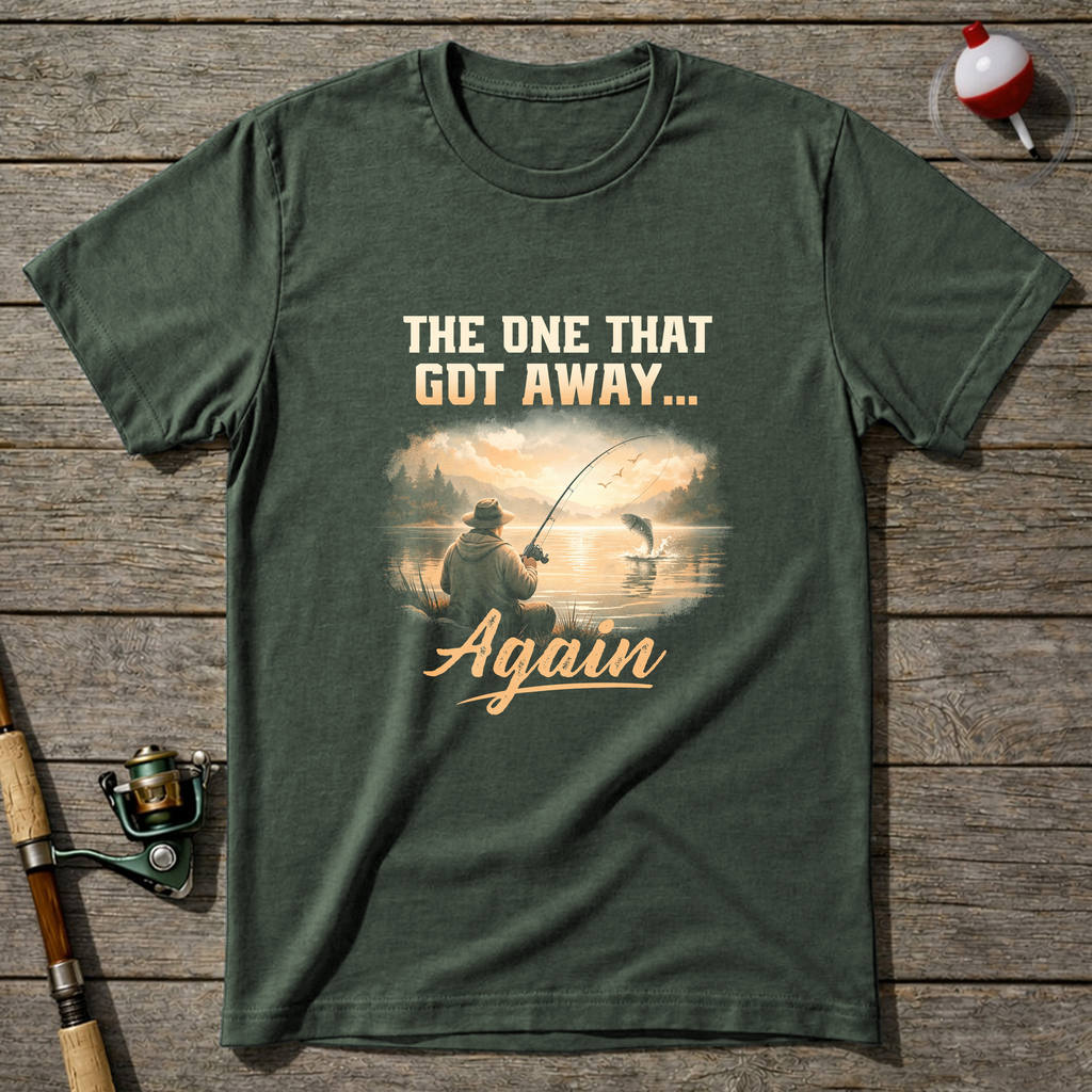 The One That Got Away Again Fishing T-Shirt — Military Green