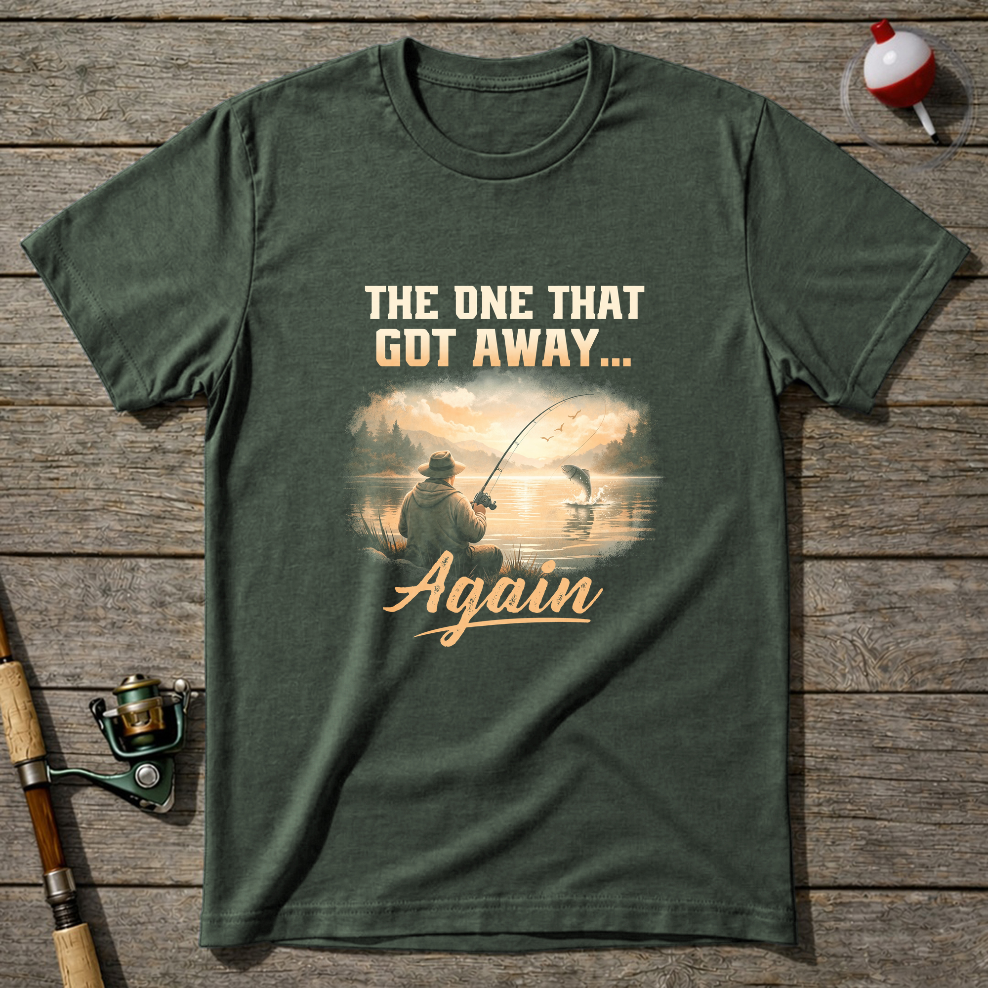 The One That Got Away Again Fishing T-Shirt — Military Green