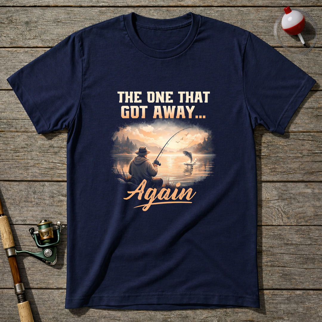 The One That Got Away Again Fishing T-Shirt — Navy