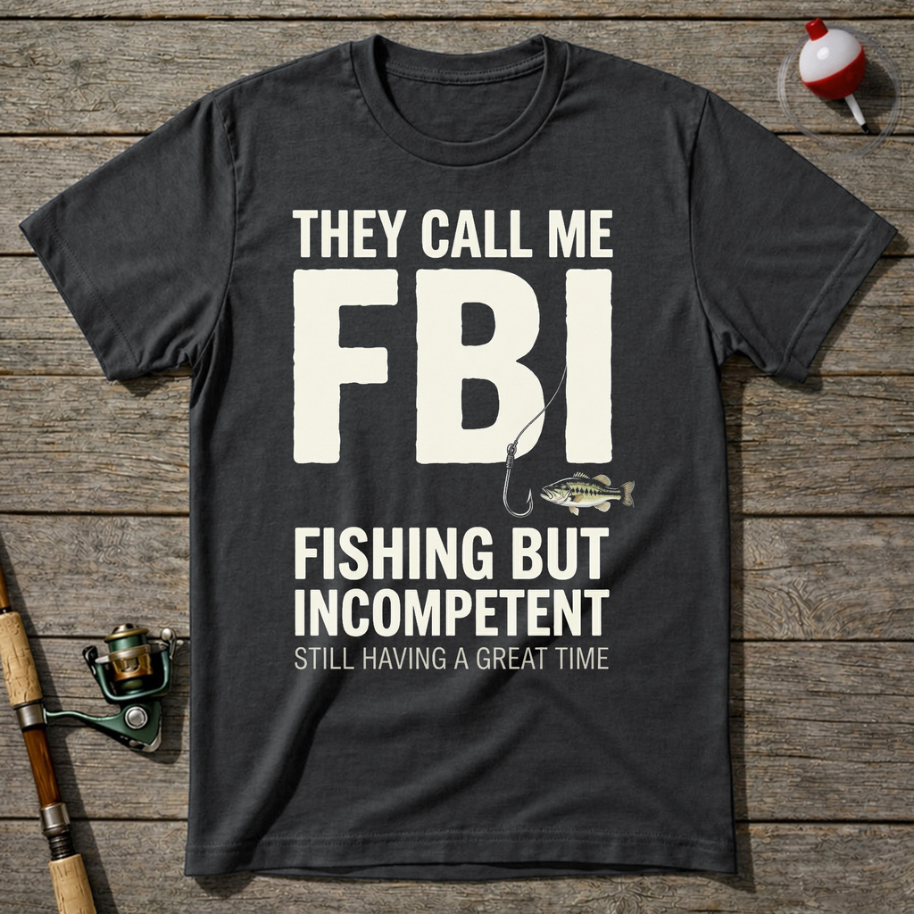 They Call Me Fbi Fishing T-Shirt — Charcoal