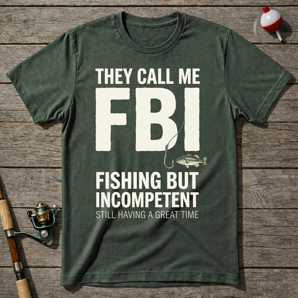 They Call Me Fbi Fishing T-Shirt — Military Green