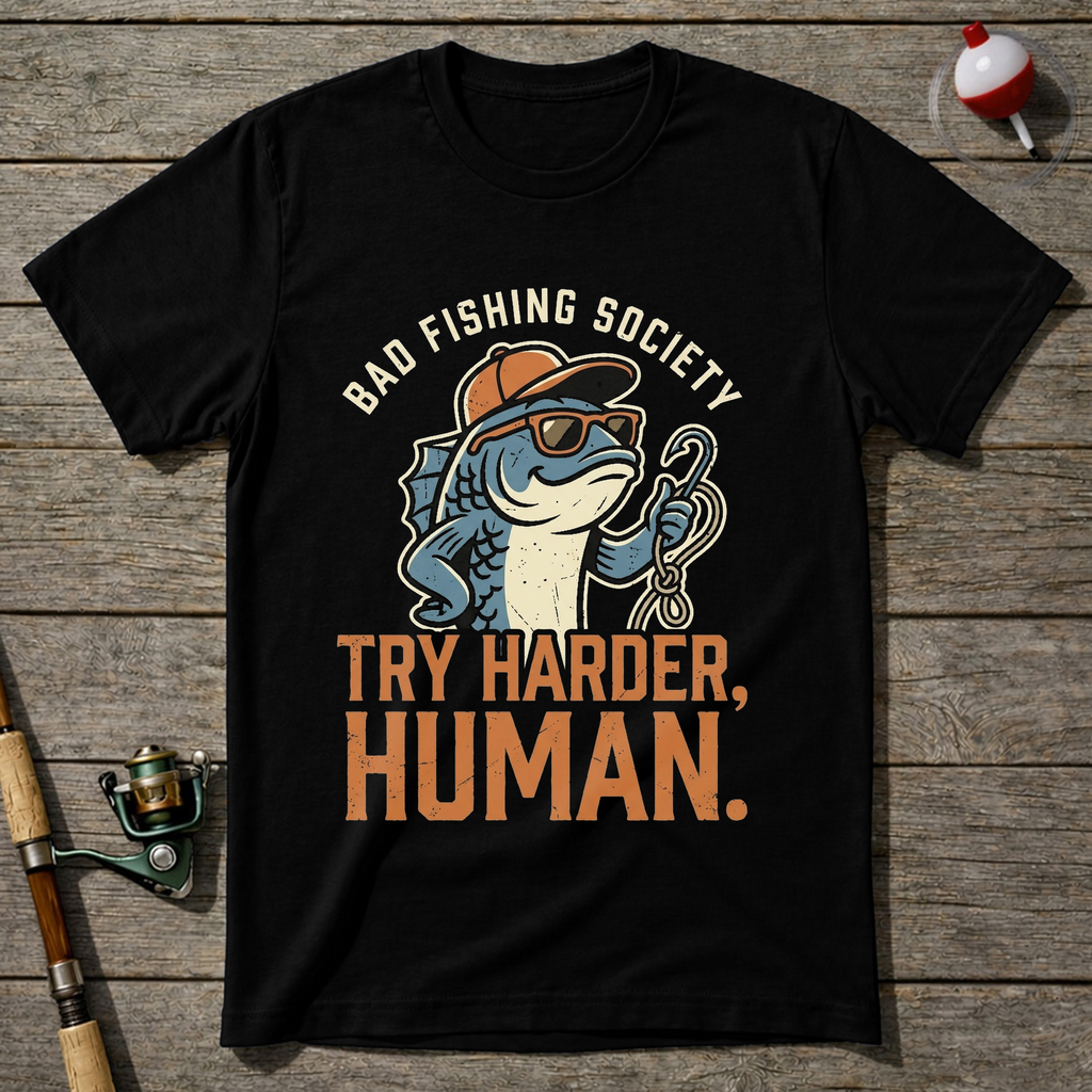 Try Harder Human T-Shirt — Black