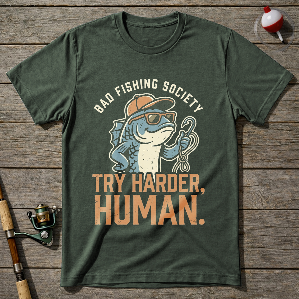 Try Harder Human T-Shirt — Military Green