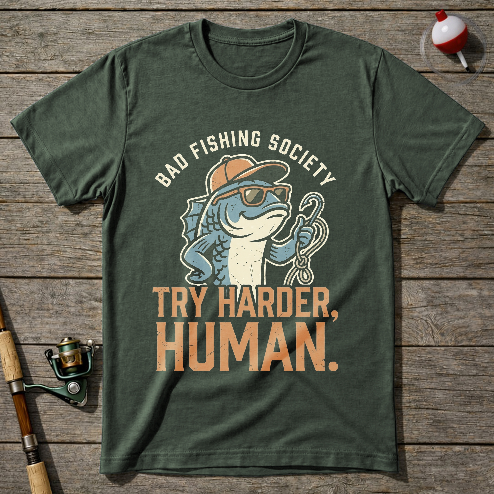 Try Harder Human T-Shirt — Military Green