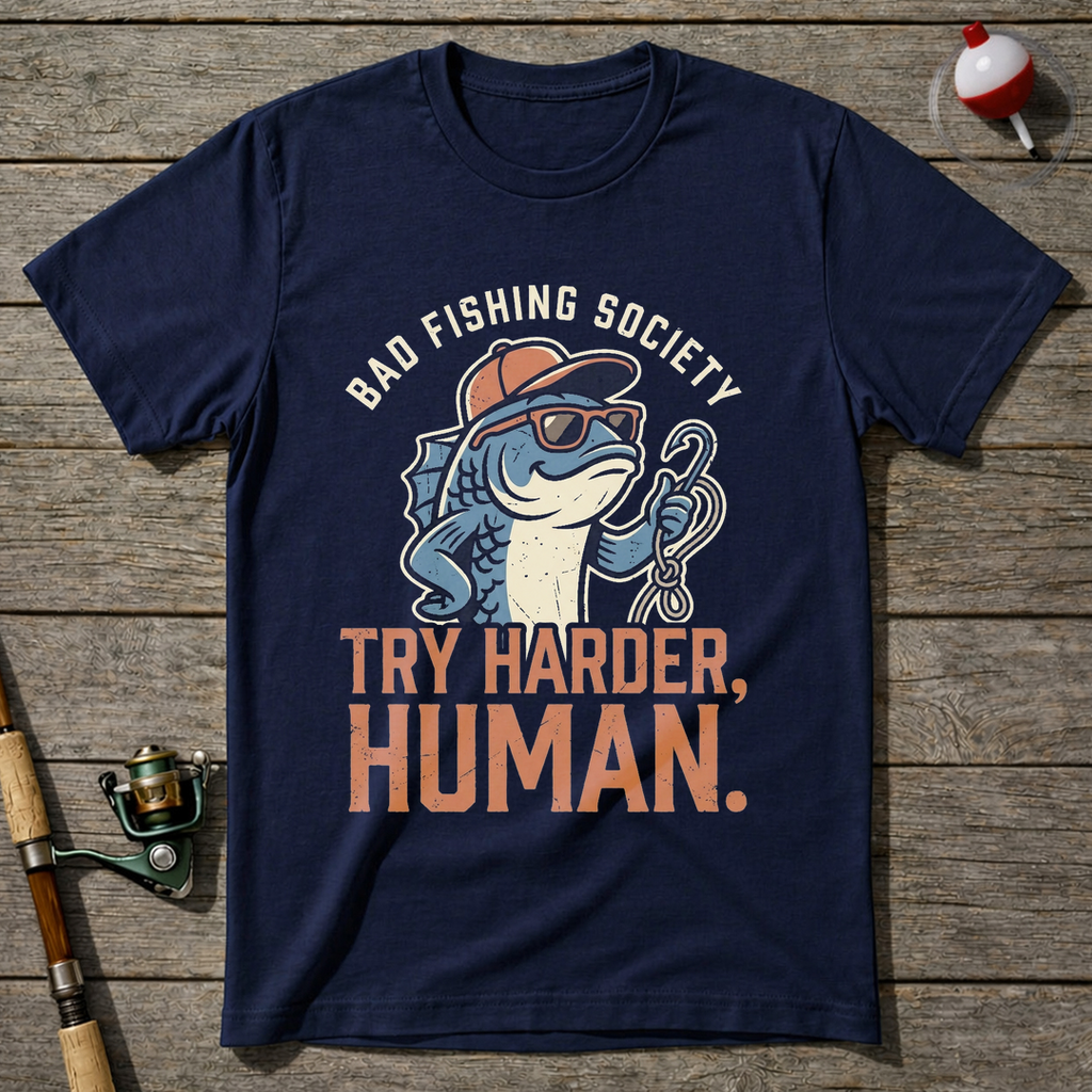 Try Harder Human T-Shirt — Navy