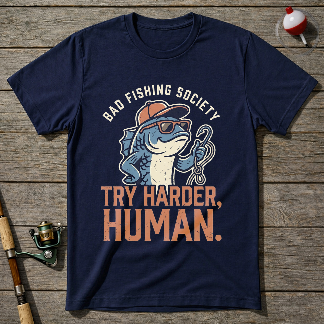Try Harder Human T-Shirt — Navy