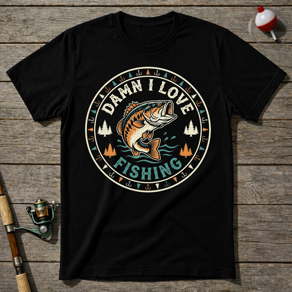 Vintage DILF Fishing T-Shirt — Black