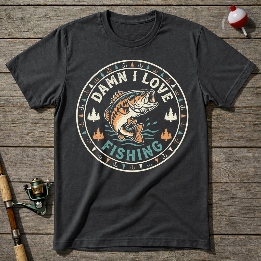Vintage DILF Fishing T-Shirt — Charcoal