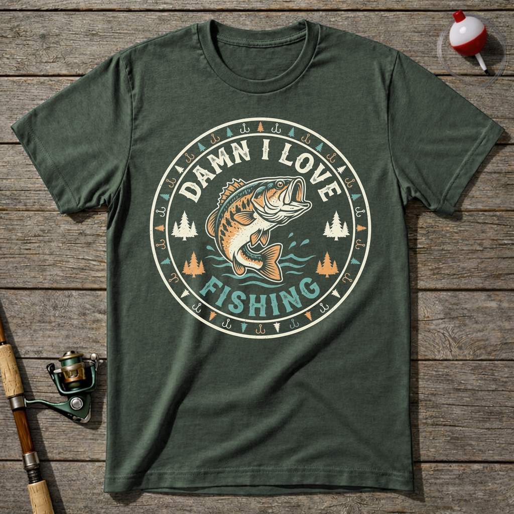 Vintage DILF Fishing T-Shirt — Military Green