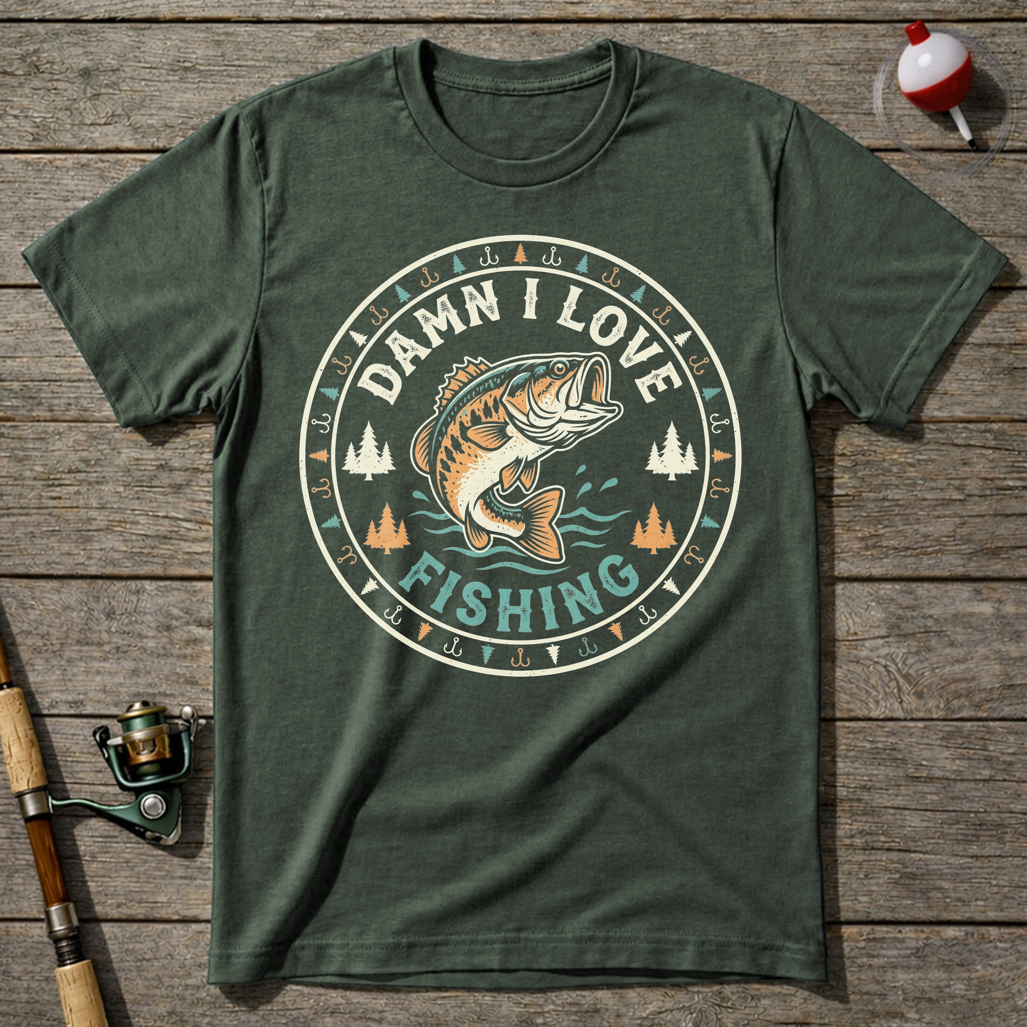 Vintage DILF Fishing T-Shirt — Military Green