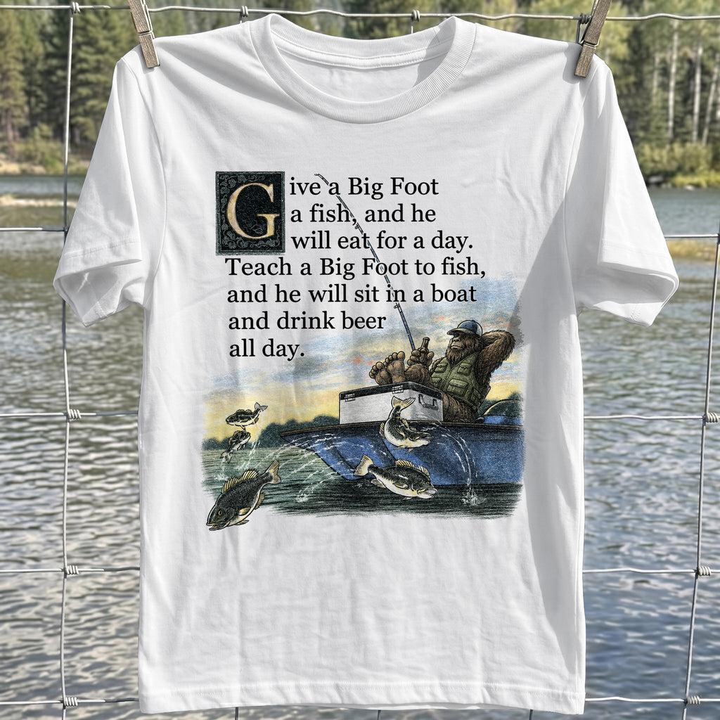 Bigfoot Fishing Lesson T-Shirt