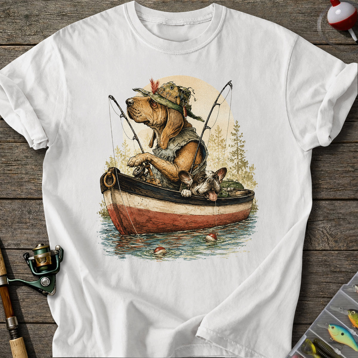 Fishing Dogs Boat T-Shirt