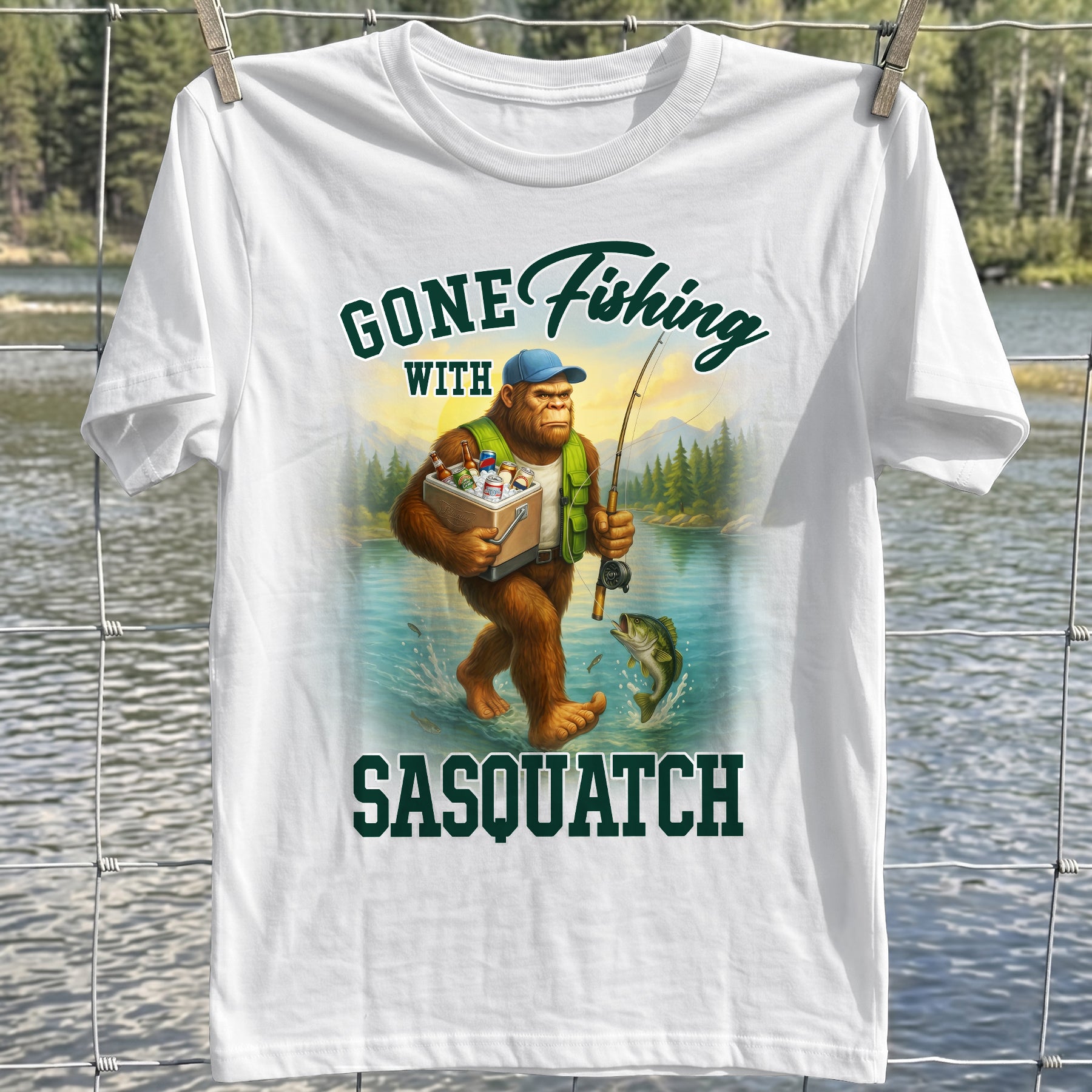 Sasquatch Gone Fishing T-Shirt
