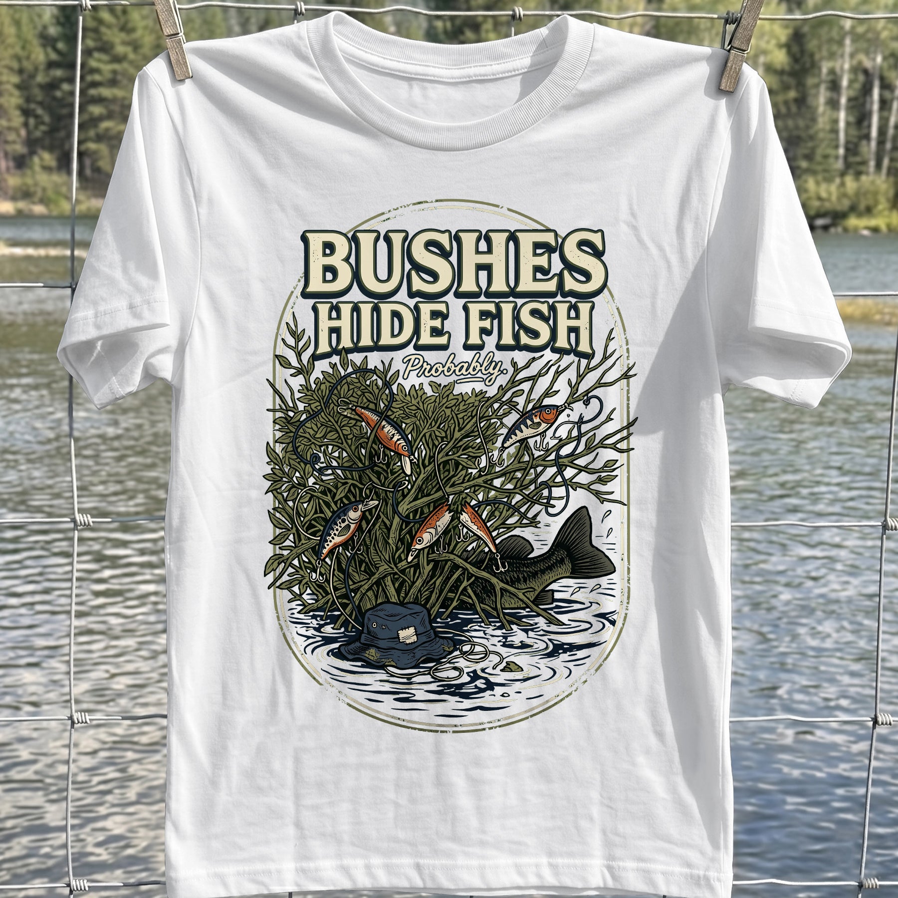 Bushes Hide Fish T-shirt